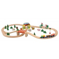 Set Trenulete Ferma Happy Engine and Friends – Railway Set din lemn cu 45 piese sine si accesorii Set Trenulete Ferma Happy Engine and Friends – Railway Set din lemn cu 45 piese sine si accesorii
